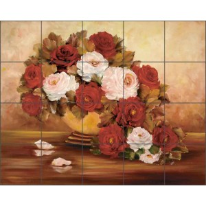 Tile Mural Backsplash Cook Ceramic Roses Flowers Floral Kitchen Shower Art CC023   362016044703